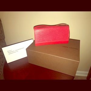 LV Red Epi Leather Honfleur Clutch Bag