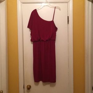 Deep red, One shoulder, Above the Knee Party Dress