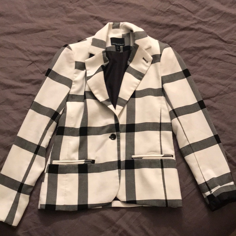 Black and White Plaid Blazer