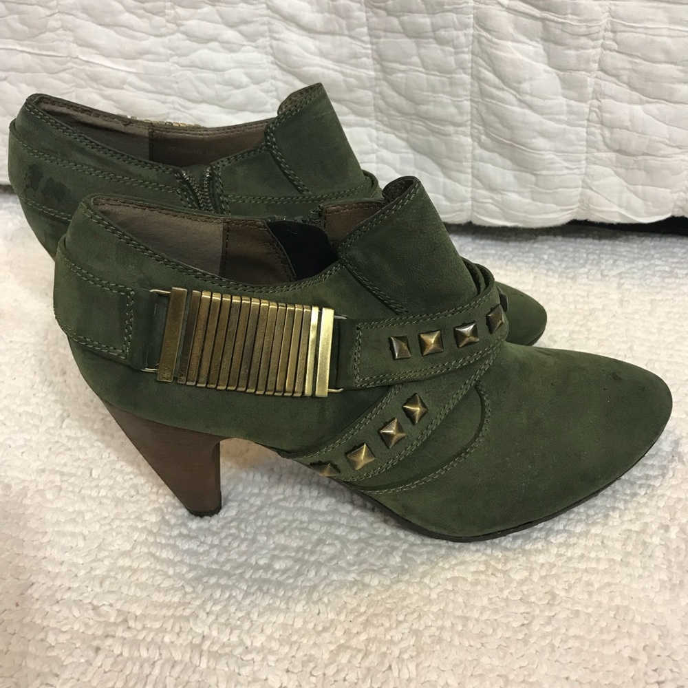 Green embellished booties