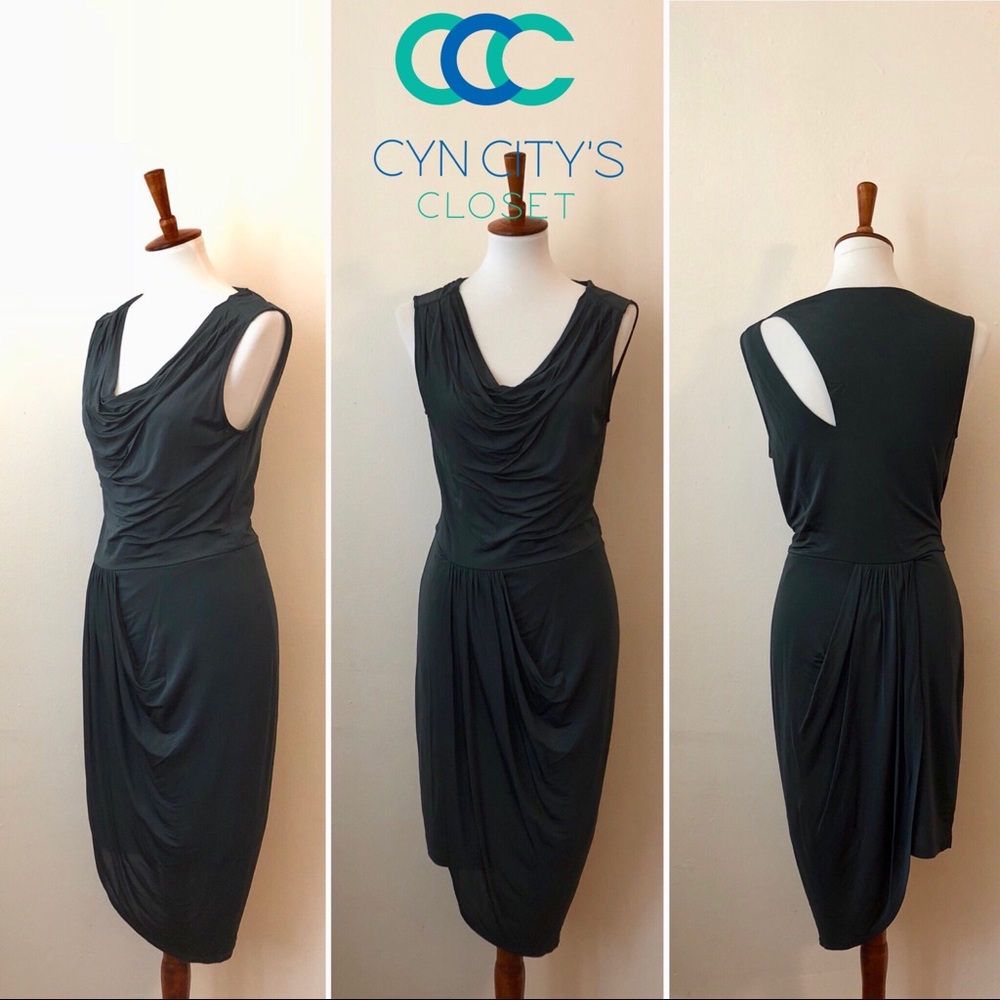BCBGMaxAzira Green shiny asymmetric dress