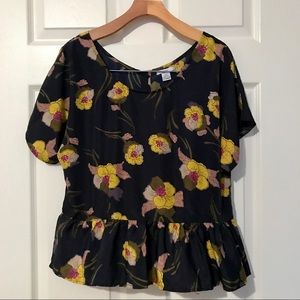 NWOT Bar III silky floral peplum blouse