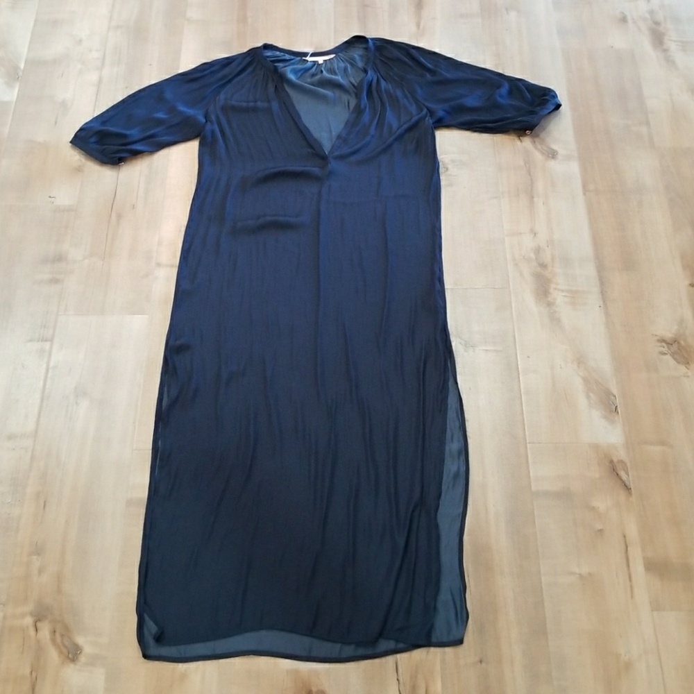 Navy sateen maxi dress