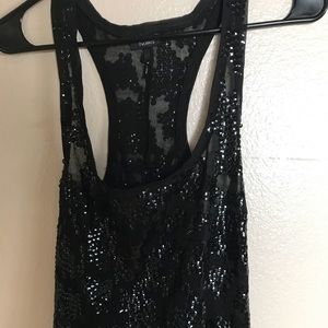 Nollie Black Sequin Crop Top Tank