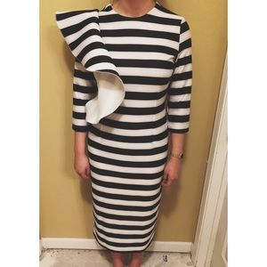Striped midi dress.