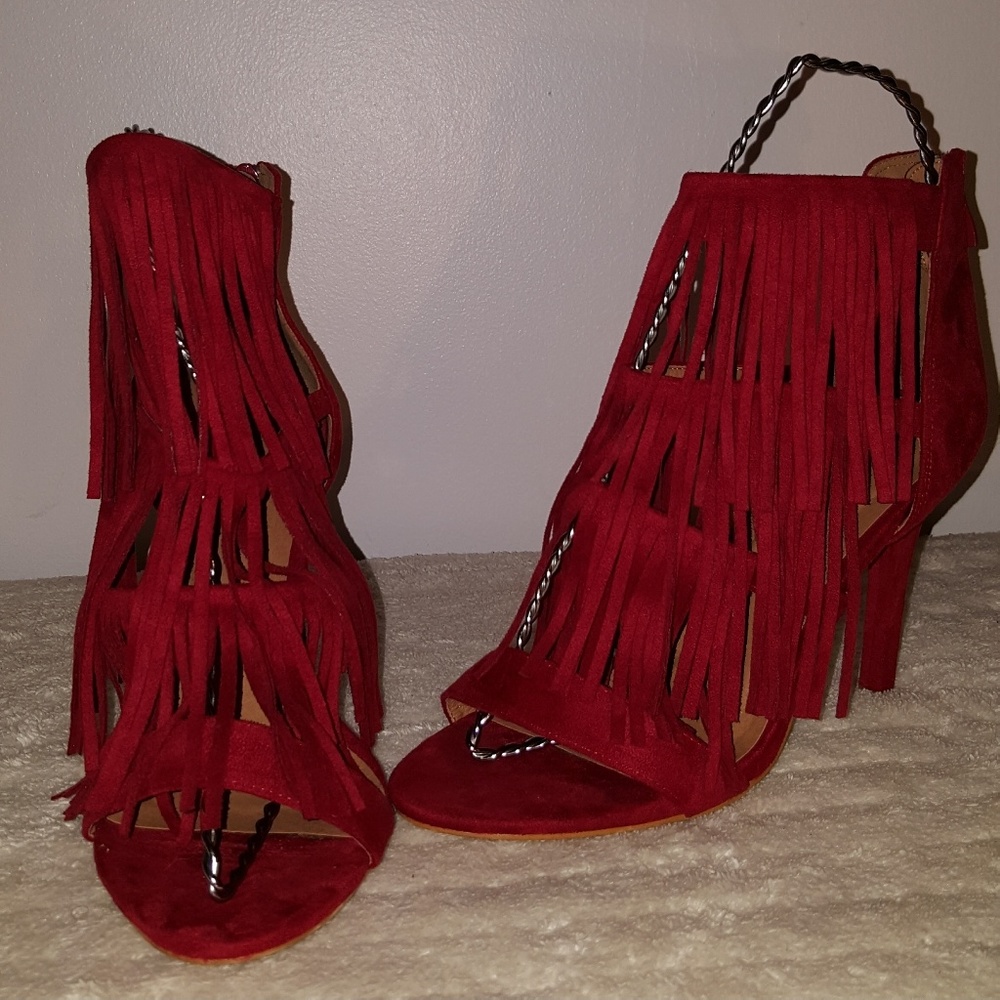RED FRINGE HEELS