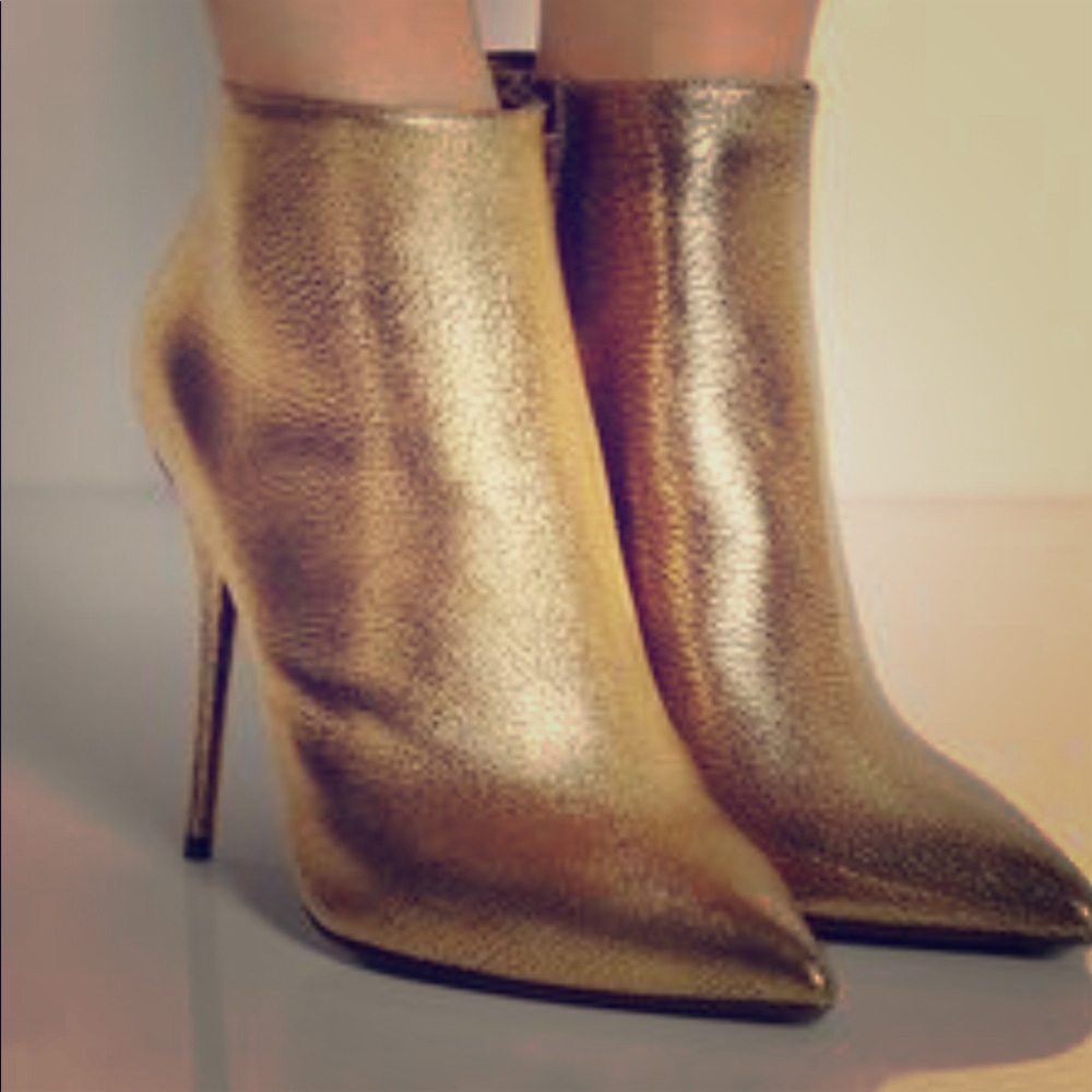 Alexander McQueen gold ankle boots