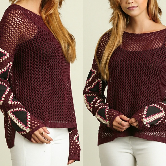 Mauve Suede Patchwork Knit Sweater Top Size S M L - Picture 4 of 4