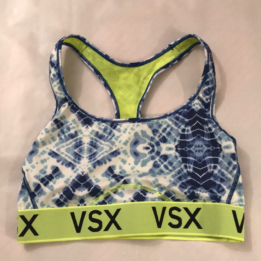 VSX blue tye dye sports bra