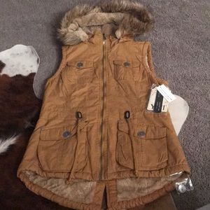 vest with faux fur hood