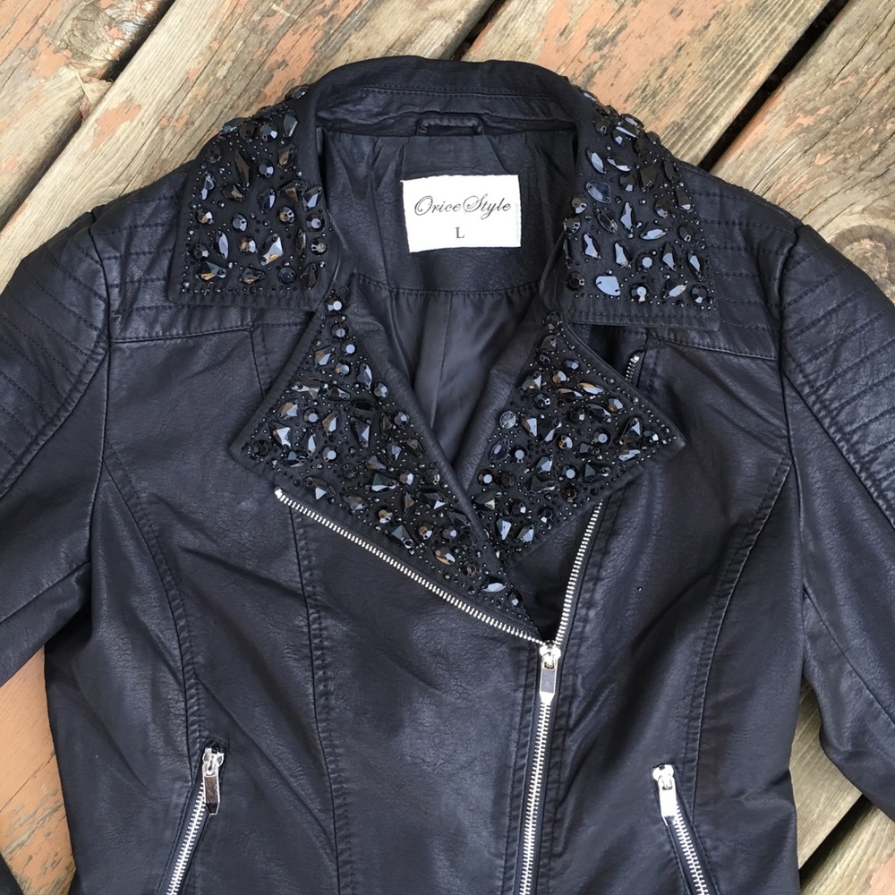 NWT: Designed in UK. Faux Leather Jacket L