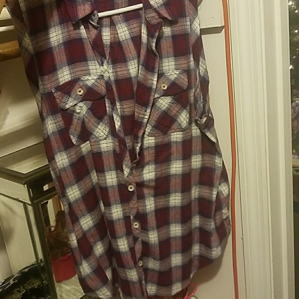 Sleeveless Flannel Top