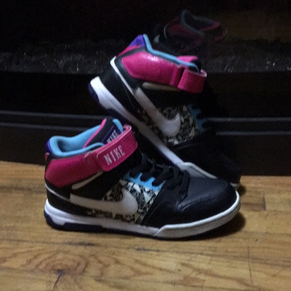 pink and blue nike high tops