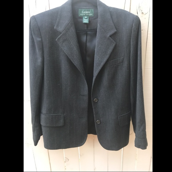 Lauren Ralph Lauren Wool Blazer Black  Stripes - Picture 1 of 4
