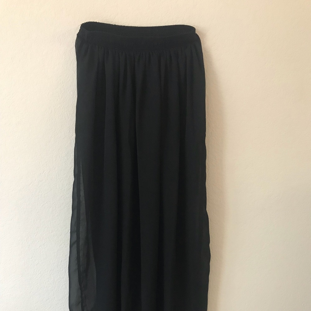 High waisted see through black skirt