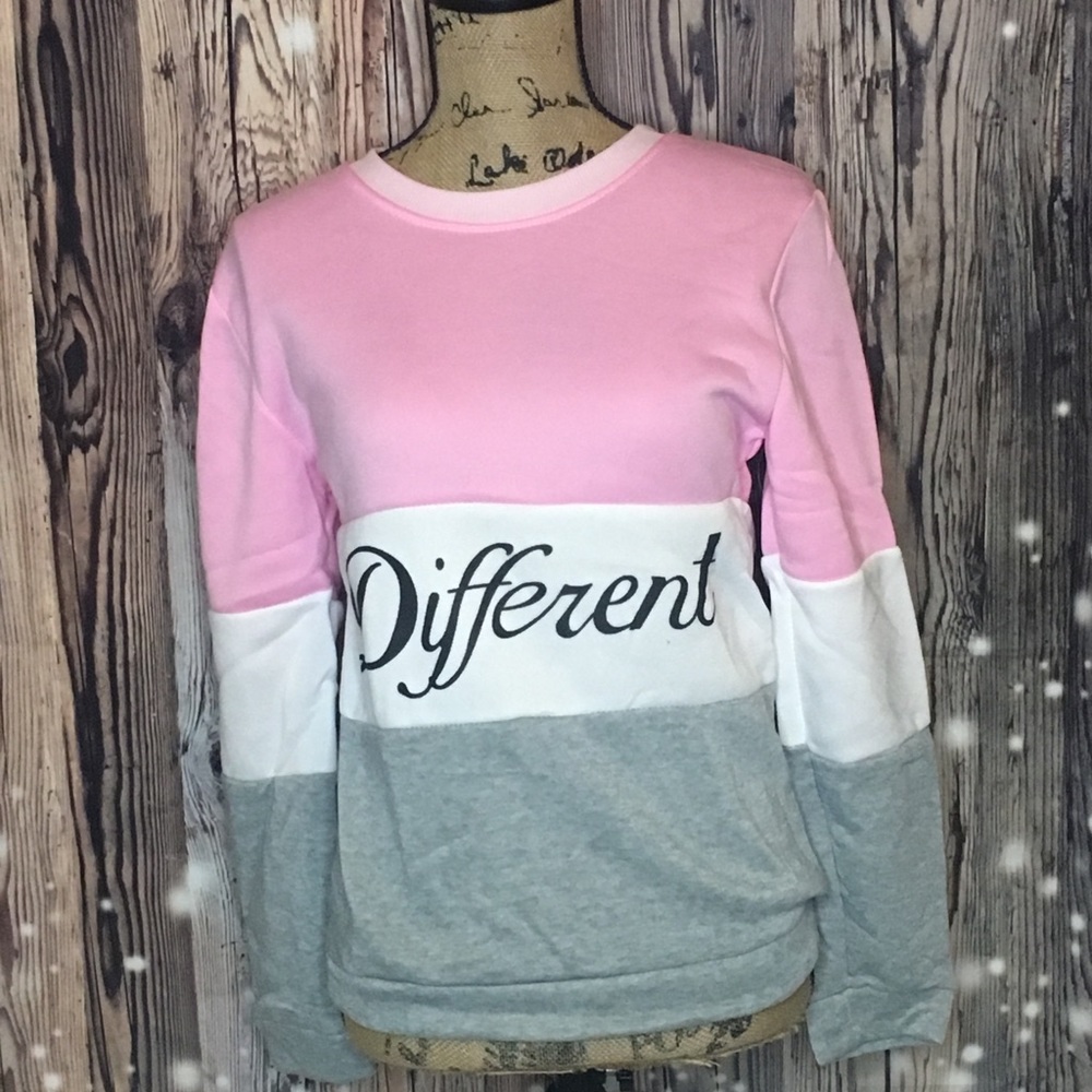 Small Pink, Gray, White long sleeve pullover
