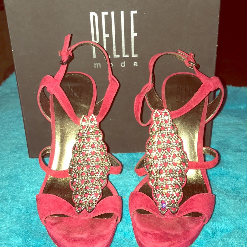 Pelle Moda red Suede stilettos