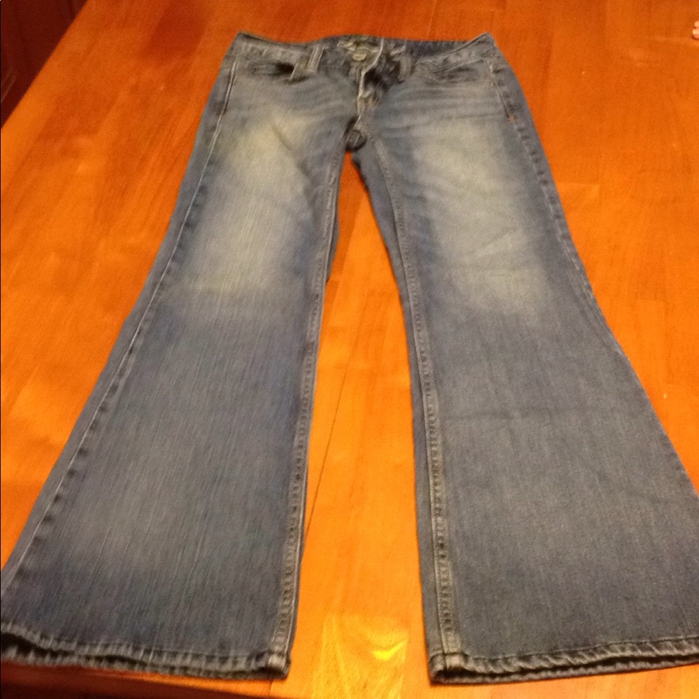 A. Eagle. Size 2. Stretch, bell bottom jeans