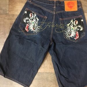 Ed Hardy 36” Jean Shorts