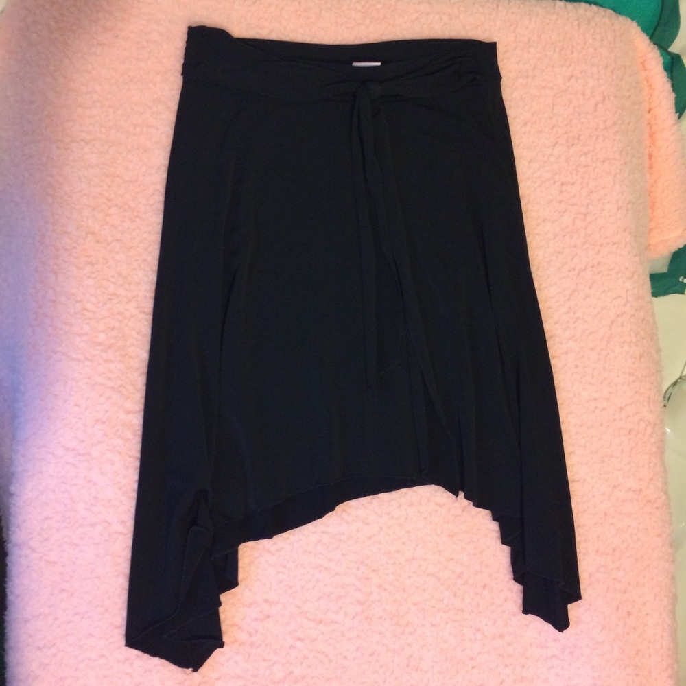sale! Black asymmetrical skirt elastic waist - Picture 1 of 5
