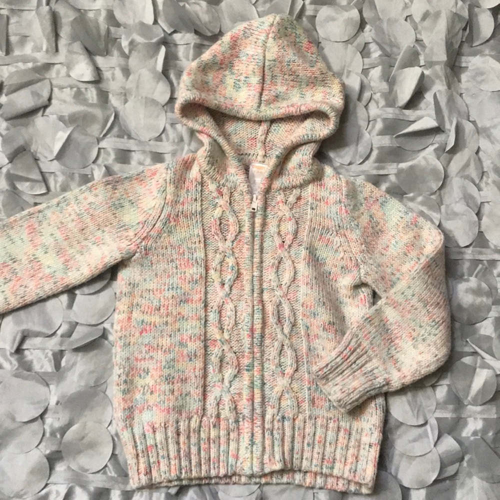 Girls multi color knit sweater jacket.