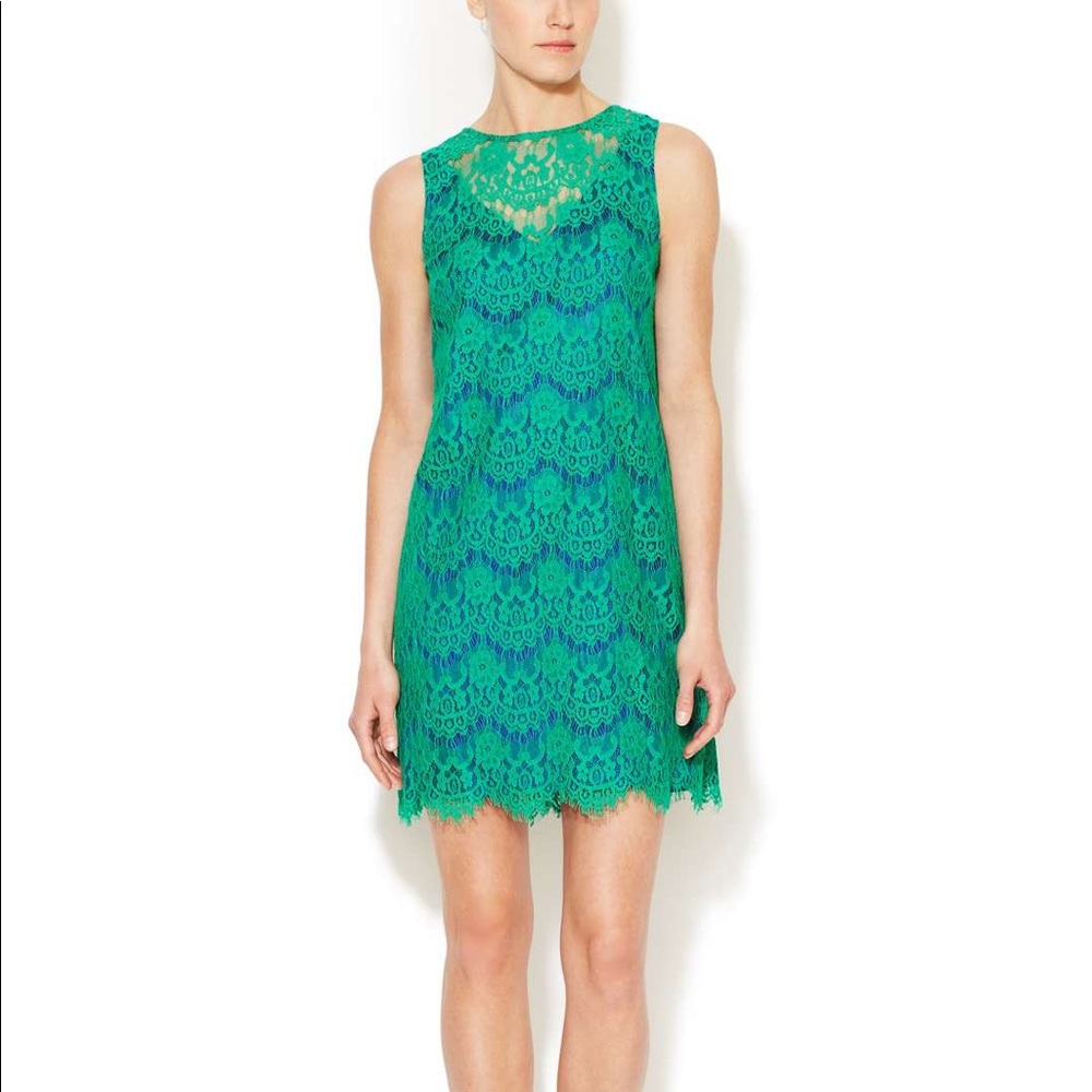 JAY GODFREY Emerald Lace Shift Dress
