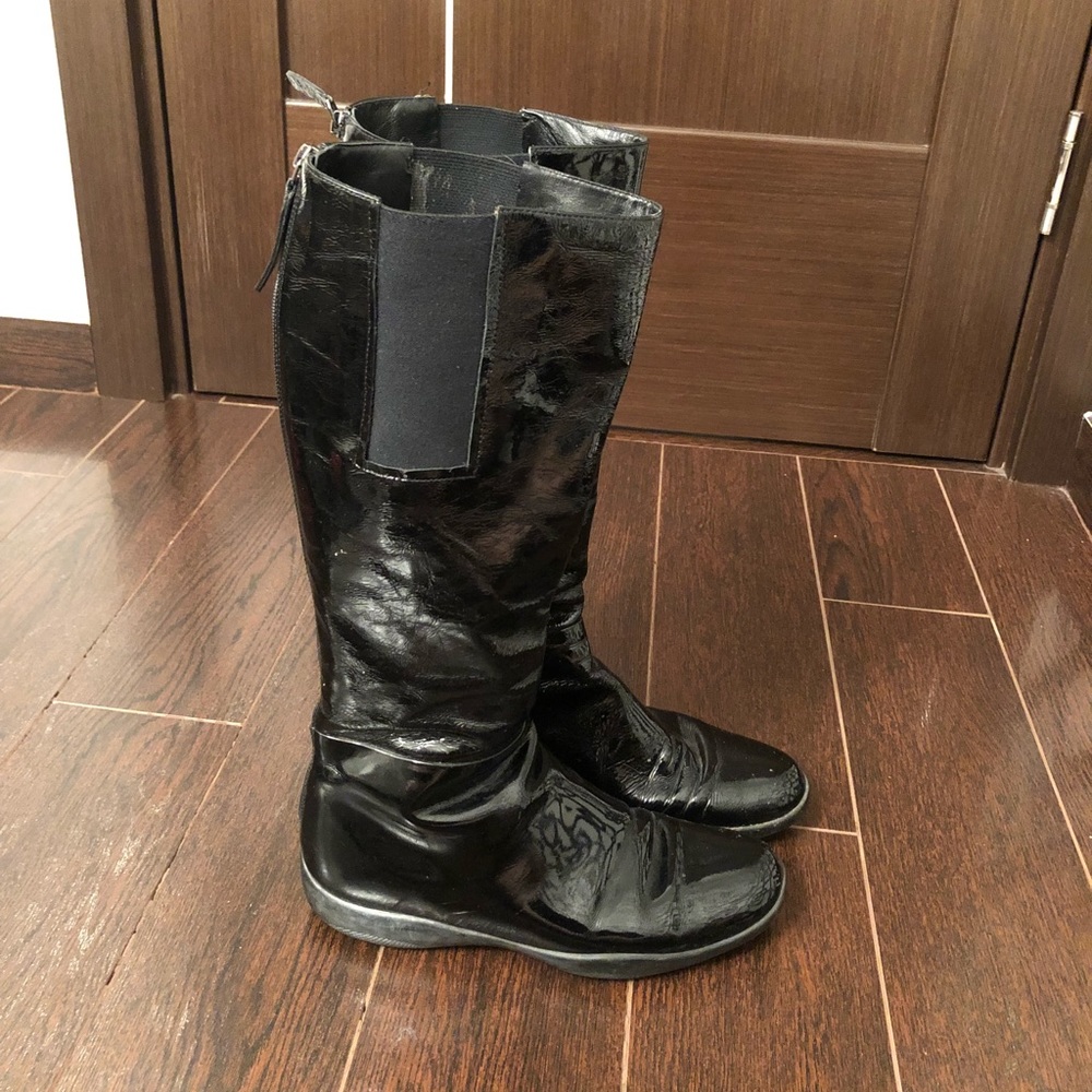 Prada Black Patent Leather Below The Knee Boot - Picture 2 of 8
