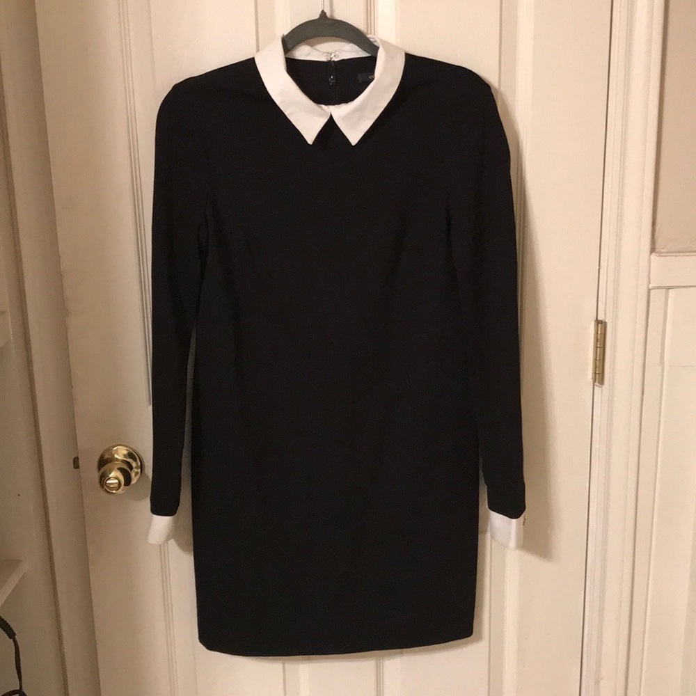 Black collared shift dress