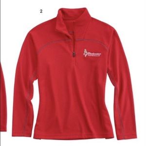 Ladies 1/4 Budweiser Clydesdales Red sweater