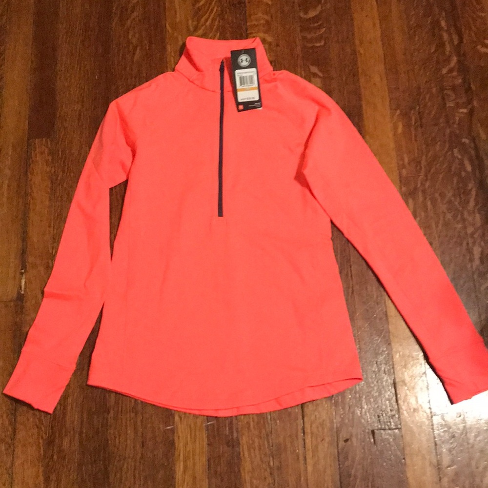 Neon coral Cold Gear Under Armor quarter zip