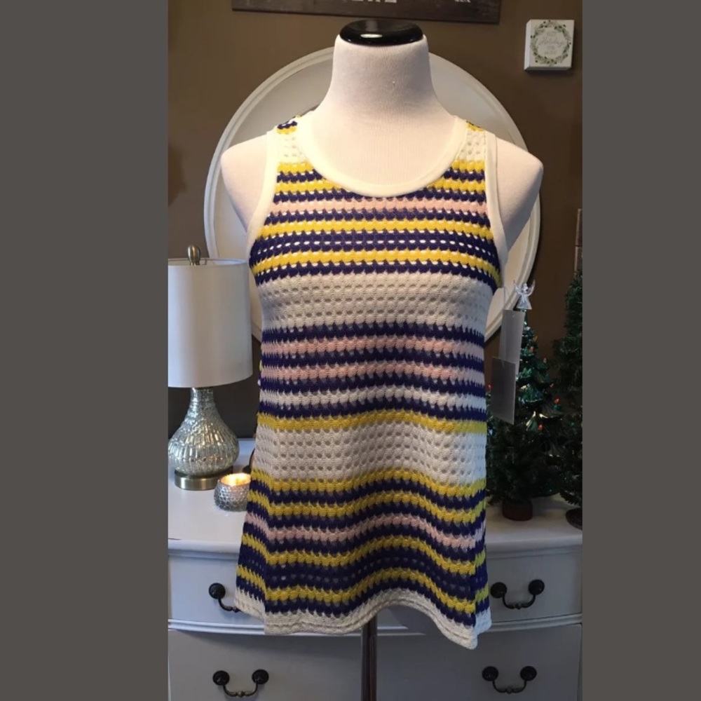 1.State Far Out Split Back Ribbed Trim Blueberry
