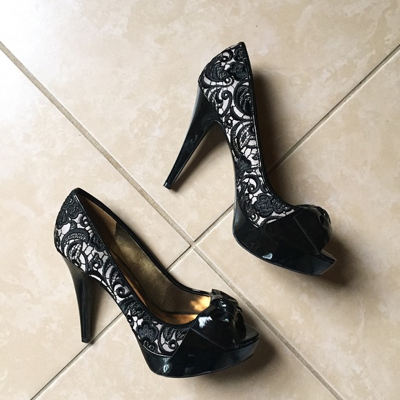 guess black platform heels