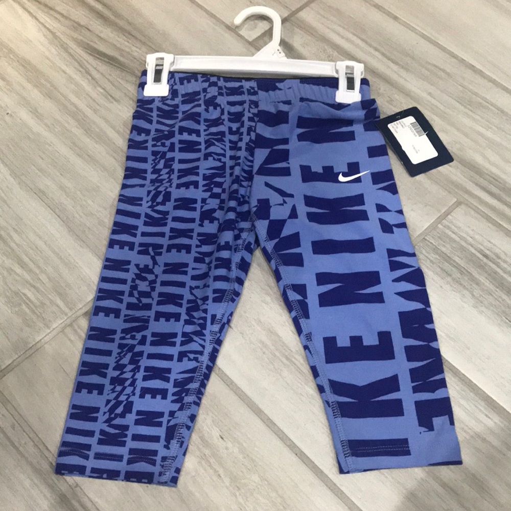 NWT chalk blue logo Capri leggings little girl