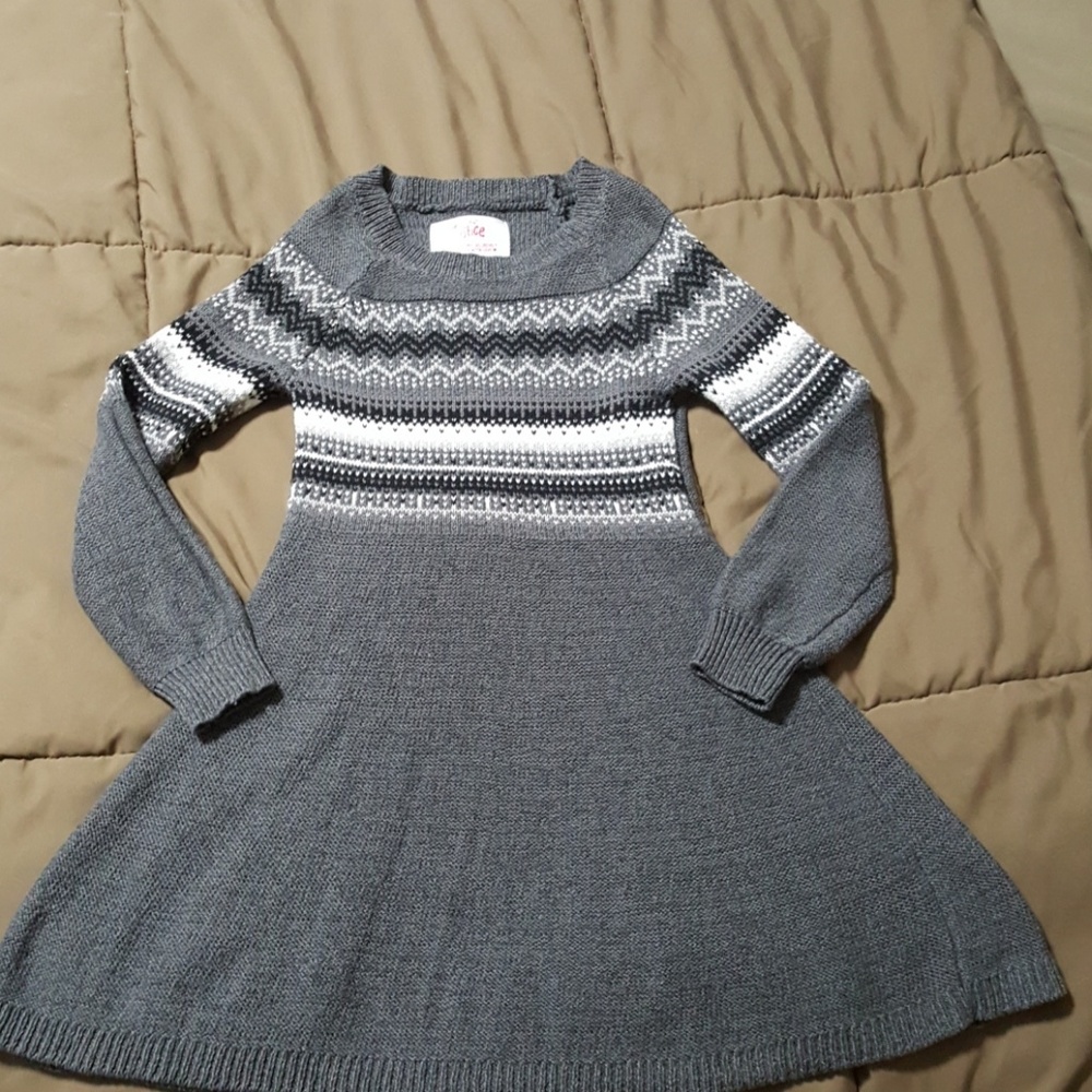 Gray knit sweater dress