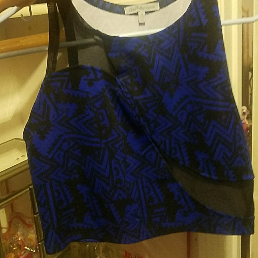 Black and Blue Crop with Cutouts