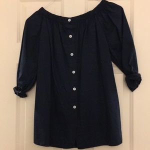 Clspace Off-the-shoulder, navy shirt, button down