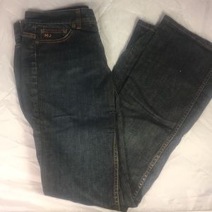 Marc Jacobs 6 dark wash denim jeans blue orange
