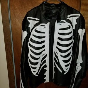Skeleton leather motorcycle jacket