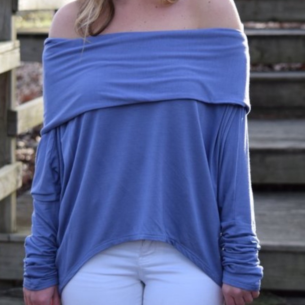 Blue off shoulder top