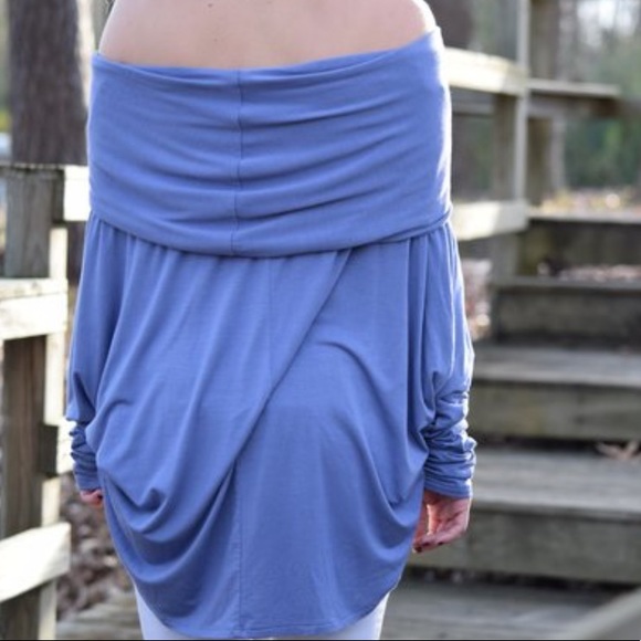 Blue off shoulder top - Picture 2 of 4
