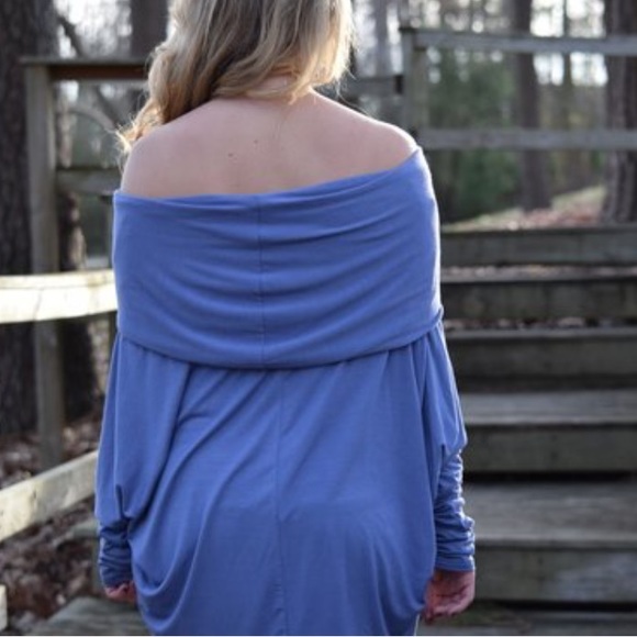 Blue off shoulder top - Picture 3 of 4