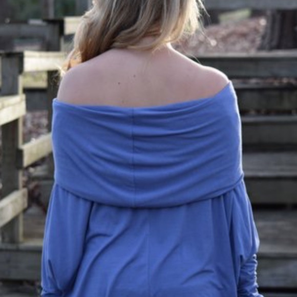 Blue off shoulder top - Picture 4 of 4