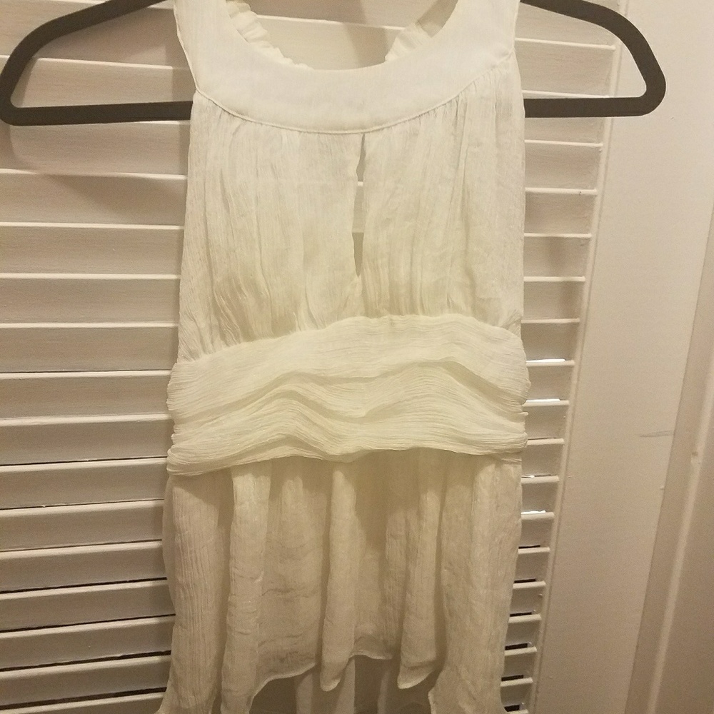 Marine Blu white semi-transparent blouse