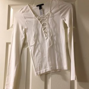 Forever 21 white, lace down shirt