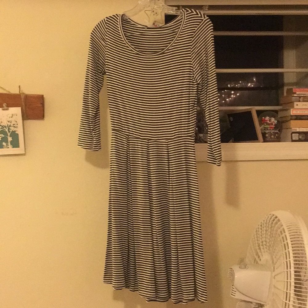 Brown and white striped dress