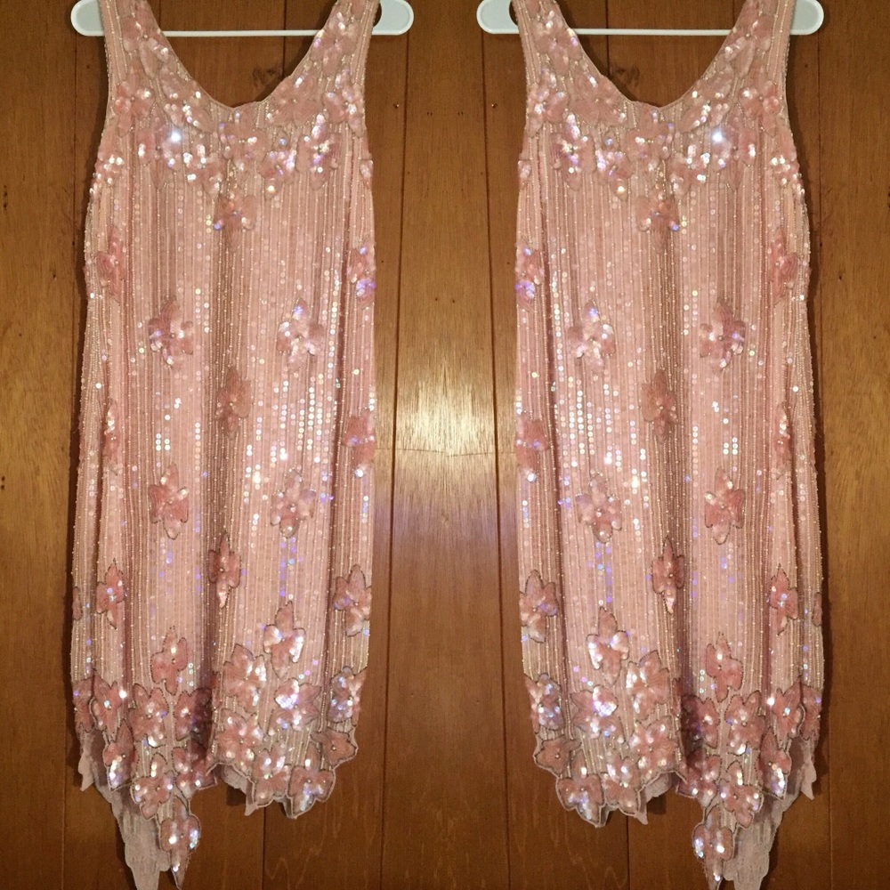 Vintage Metamorphosis Pink Silk Sequin Dress