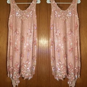Vintage Metamorphosis Pink Silk Sequin Dress