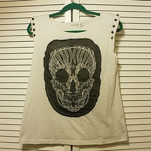 Rehab skull muscle tee with spiked shoulders.