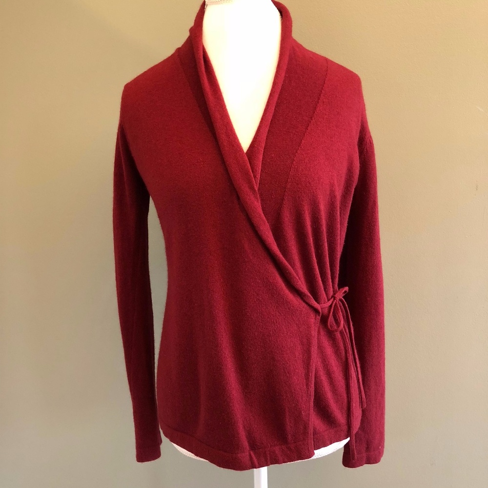 Anthropologie Merlot Wool Wrap Cardigan Sweater