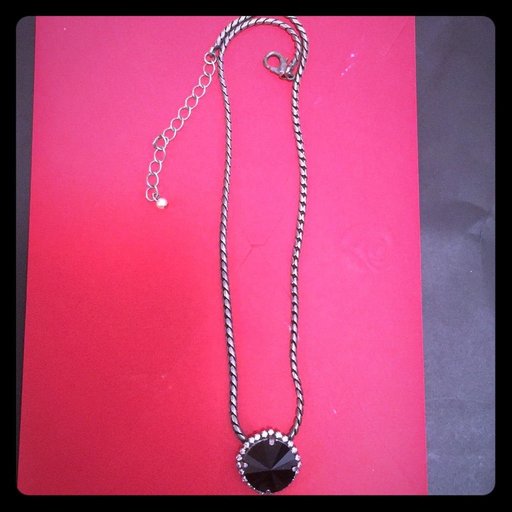 Black with clear crystal necklace